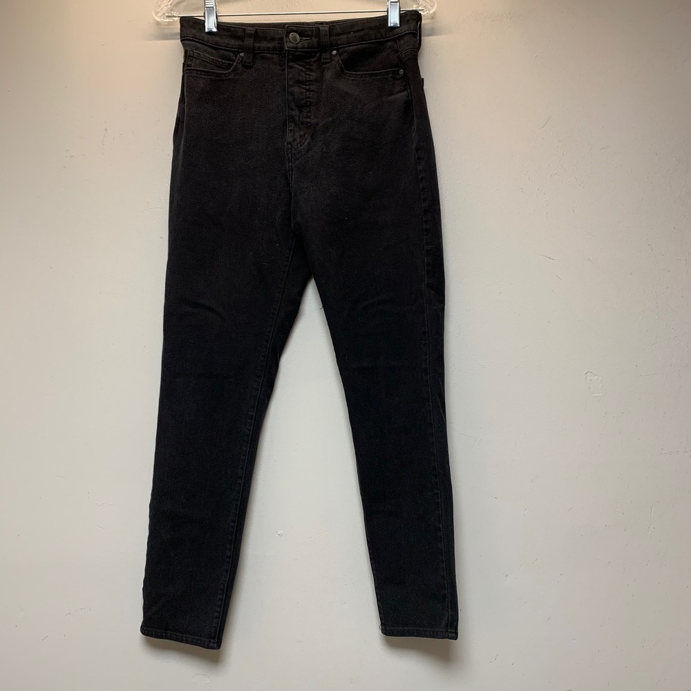Uniqlo Skinny Jeans Womens 27 Black Excellent High Rise Stretch Denim